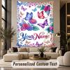 Butterfly (77) Theme Wall Tapestry Customized With Name Text Personalized Hanging Tapestry For Bedroom Living Room Decor