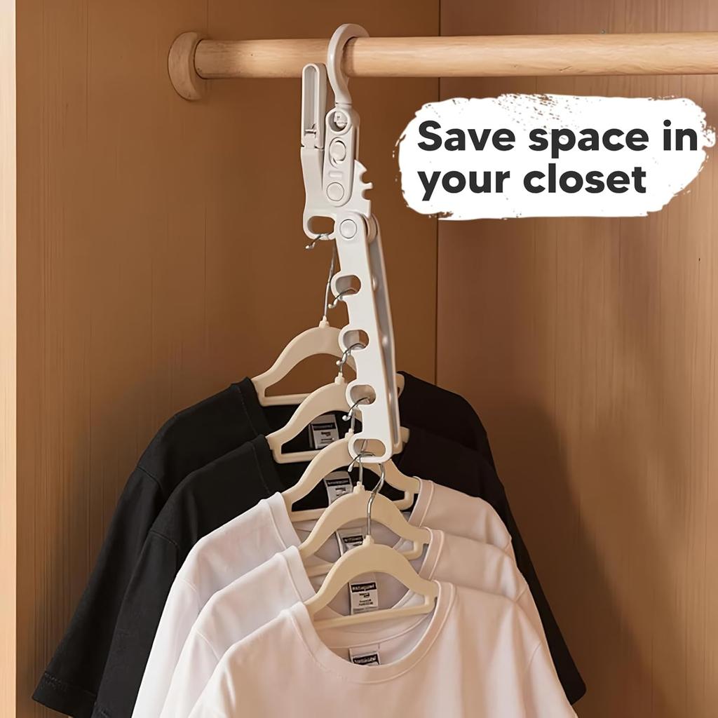 2PCS Foldable Travel Hanger Portable 5 Holes Clothes Drying Rack for Home Use Hotels Dormitories Universal Hook Clothing Rack