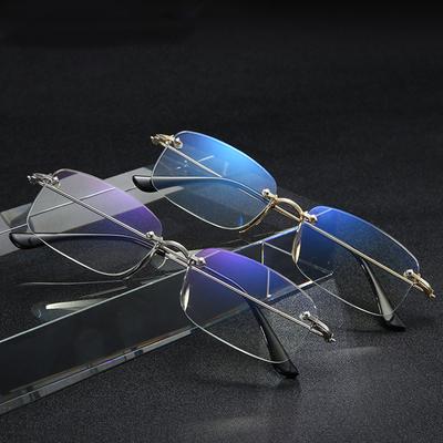 Borderless Reading Glasses Men Business Metal Glasses for Reader Mens Presbyopia Optical Eyeglasses +1.0 1.5 2.0 2.5 3.0 3.5 4.0