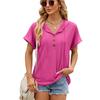 2026 Spring/Summer New Solid Color Buttoned Hooded Loose Short-Sleeve T-Shirt for Women