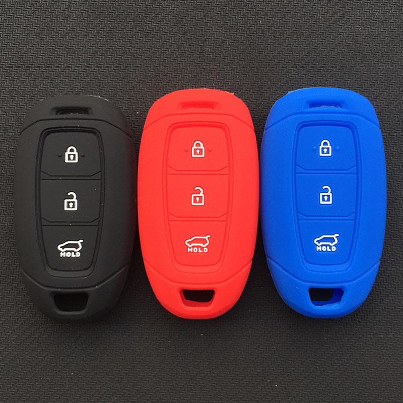 Silicone rubber car key case cover for hyundai kona 2017 i30 ix35 solaris Azera ELANTRA GRANDEUR IG 3button key case cover shell