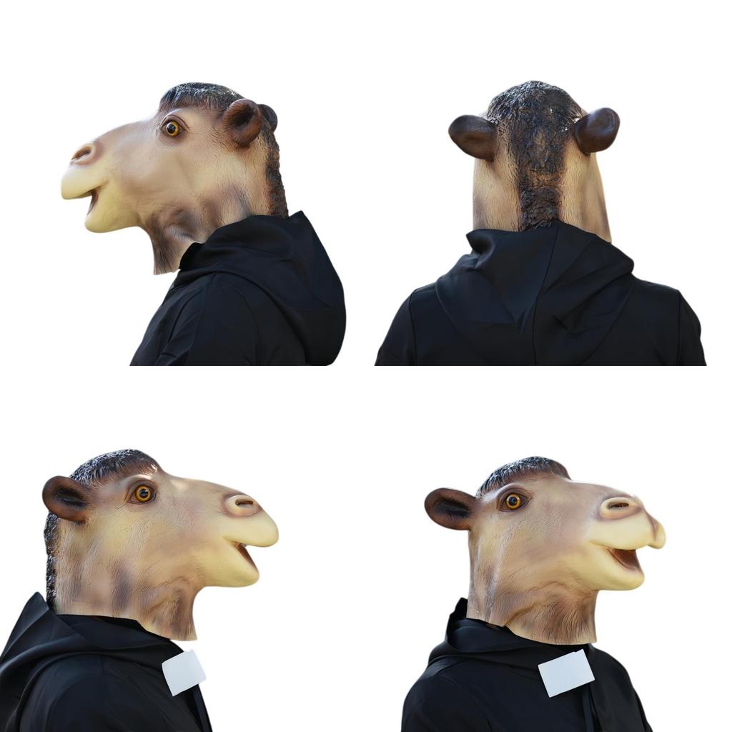 Maschera di Cammello Divertente Accessorio per Costume Testa di Animale in Lattice Per Feste e Festival