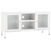 VidaXL Meuble TV Blanc 105x35x52 cm Acier et verre