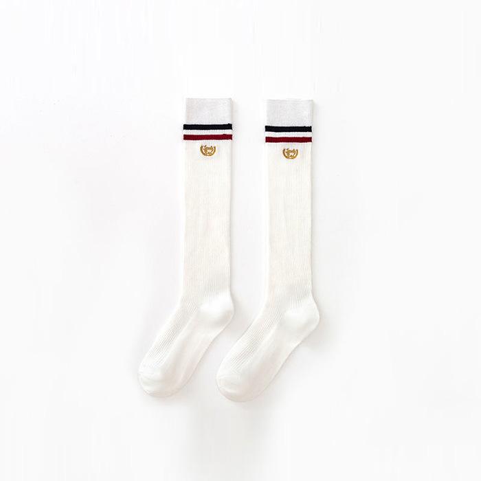 

Женские весенние черно-белые полосатые облегающие студенческие гольфы до икры 1 pair белый/красный