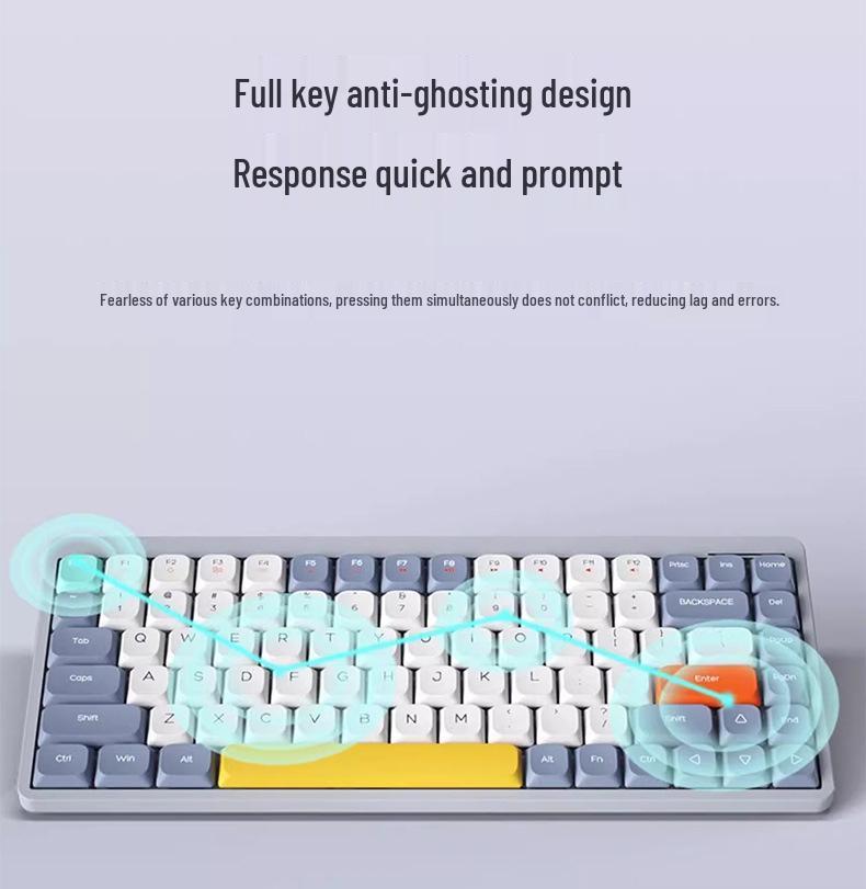Slim 84-Key Wireless/Wired Tri-Mode Portable Silent Mechanical Keyboard for Office Use