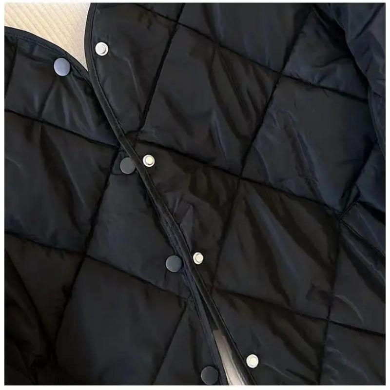 Winter Cotton-Padded Jacket for Women  Autumn New Korean Sle Versatile Lightweight Rhombus Plaid Cotton-Padded Jacket