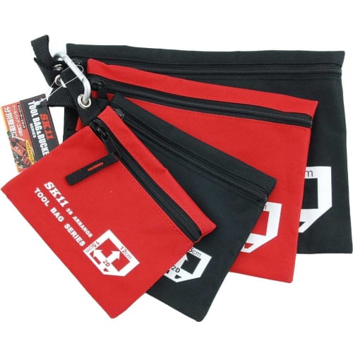 SK11 Zipper Case Set for Organizing and Storing Tools, 4 Sizes, Red and Black, SJC-SET