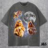 Three Golden Snub-nosed Monkey Retro Graphic T-shirts, Vintage Monkey Moon Tshirt, Monkey Lovers, Funny Monkey Tee, Oversized Washed Tee