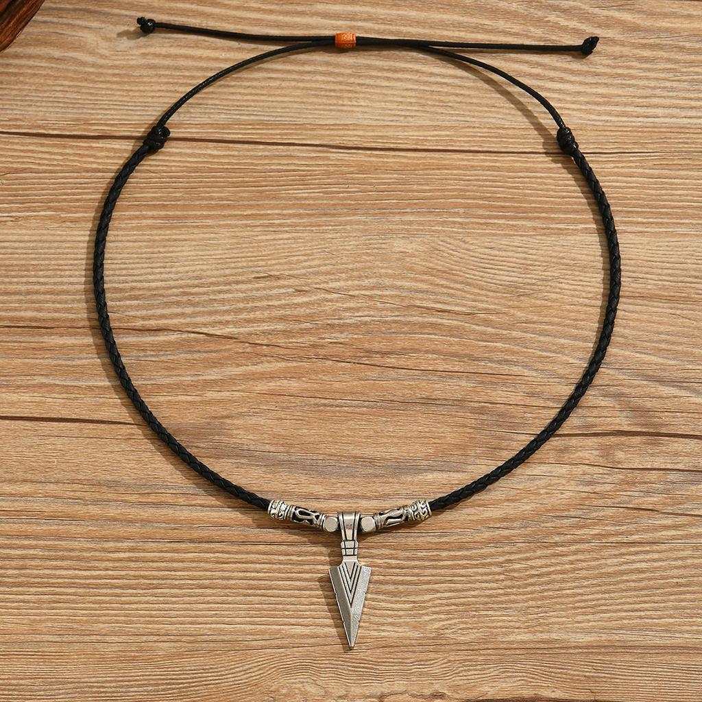 1PC Men Retro Artificial Leather Necklace Medieval Vintage Arrow Pendant Man Jewelry Gift for Him
