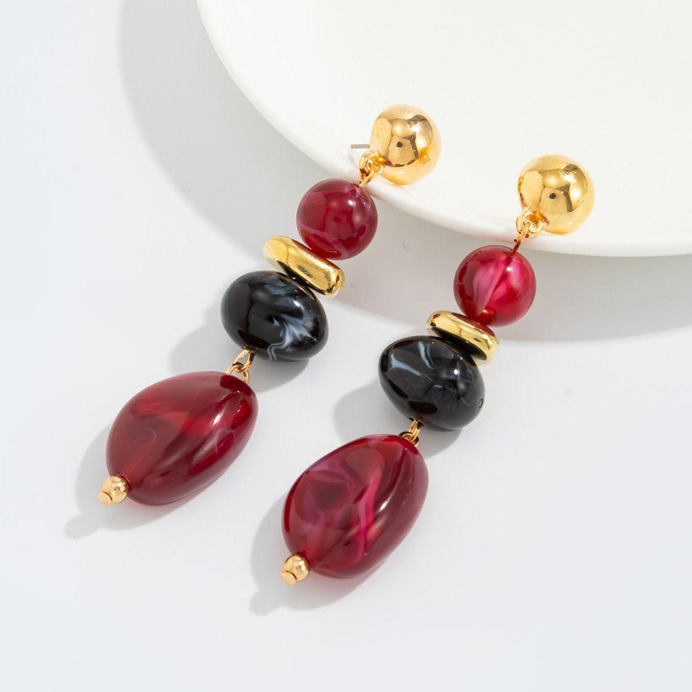 Vintage Style CCB Pendant Dangle Earrings Irregular Design Drop Ear Jewelry For Ladies