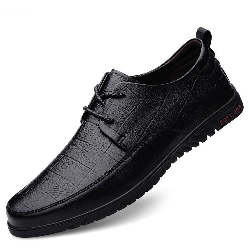 Fashion Genuine Leather Men Business Shoes Fashion Men's Oxford Shoes Lace-Up Male Breathable Casual Shoes Spring Summer  Flats Sneakers
