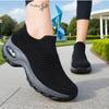 Women Black Walking Shoes Fashionable Comfortable Mesh Sneakers Breathable Thick Sole Anti Slip Sleeve Loafers Platform Sneakers