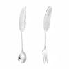 Colorful 304 Stainless Steel Feather Spoon & Fork Set for Desserts and Coffee