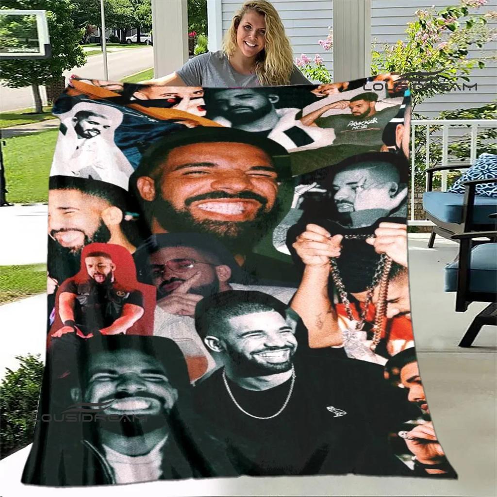 Rapper Drake Coperte Stampate 3D Calda Coperta in Flanella Morbida e Accogliente Coperte da Viaggio Fodere per Letto Regalo di Compleanno