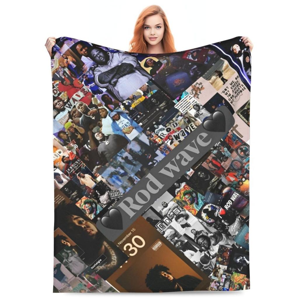 Rod Wave Hip Hop Rapper Blanket Cover Singer Last Lap Album Flannel Throw Blanket Portable Lightweight Multi-function Thin Quilt