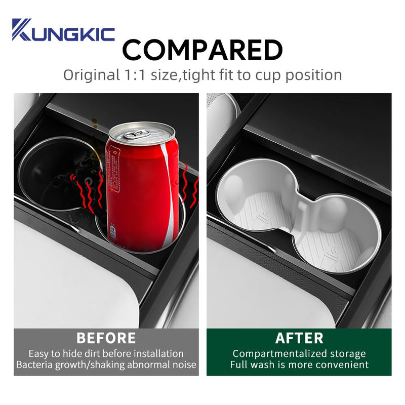 Silicone For Tesla Model 3 Highland 2024 Model Y Juniper 2025 Center Console Water Cup Holder Non-Slip Cup Mat Interior