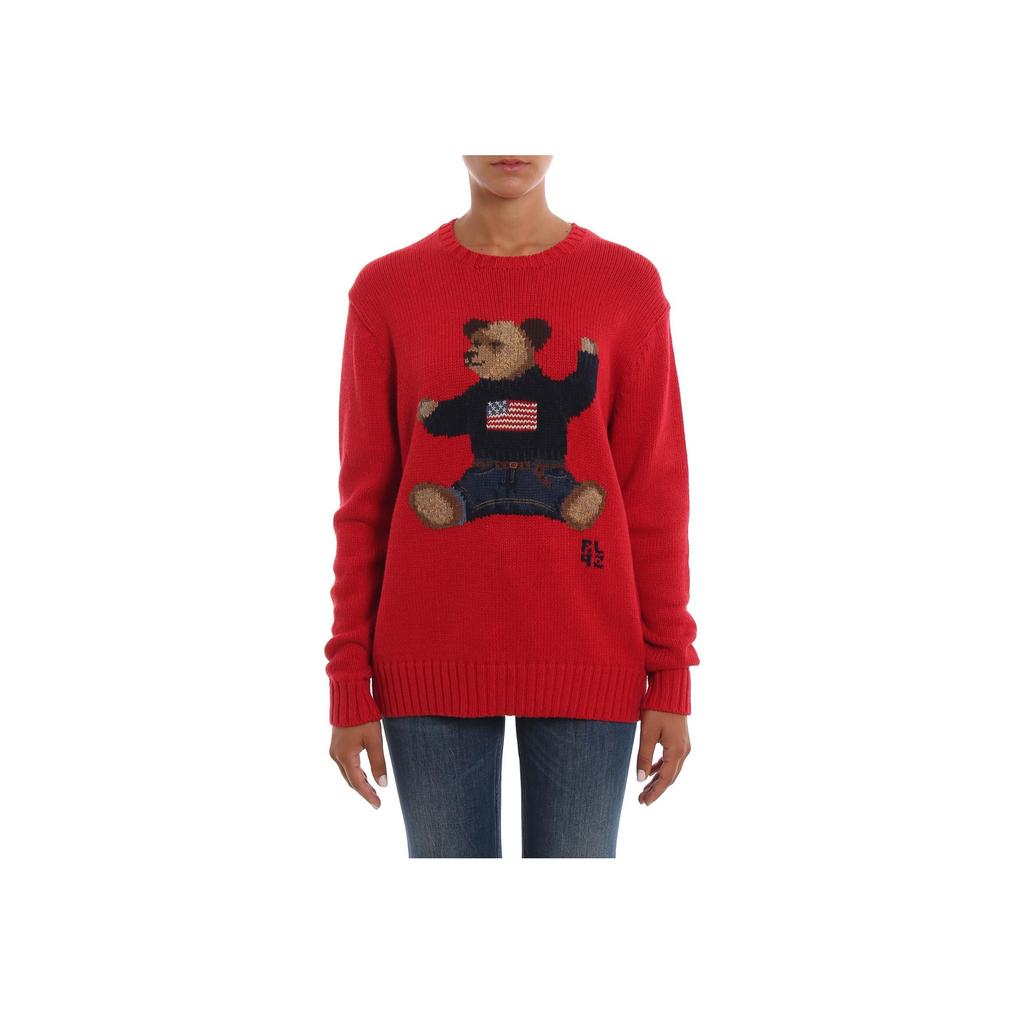 Polo Ralph Lauren Polo Bear Pattern Embroidered Long Sleeve Crew Neck Knit Sweater Women sweater WMPOSWEN6810316-D71