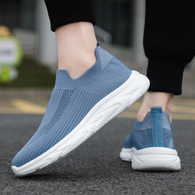 Men's shoes lazy one pedal 2024 spring and summer new mesh breathable casual shoes fly-woven soft-soled cloth shoes