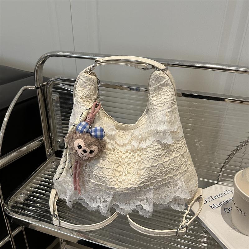 2025 Fashion New Tote Bag Summer Leisure Vacation Fairy Lace Mesh Underarm Shoulder Satchel Women's Bag