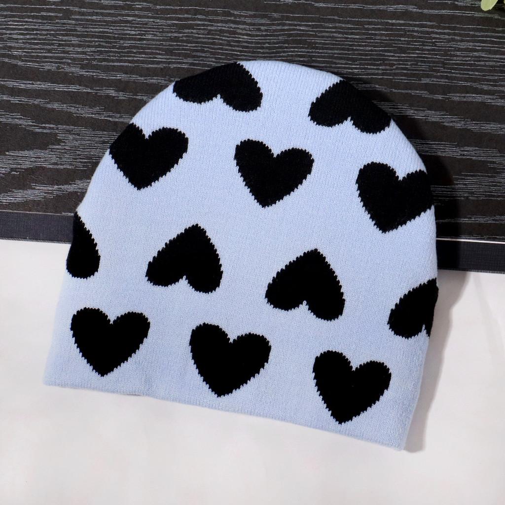 Knit Hat For Women With Heart Shape Design Autumn Winter Fashion Cozy Accessory