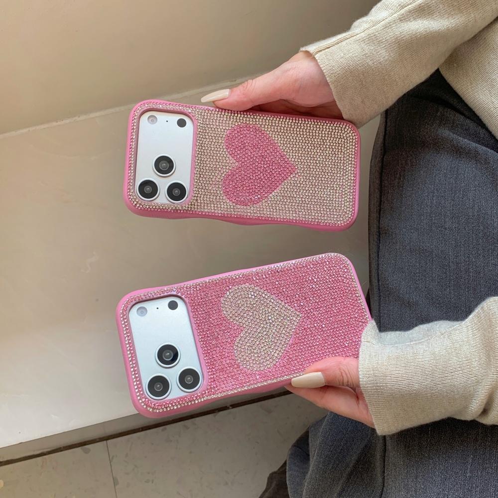 Premium sense three-dimensional flash diamond white background rose red love is suitable for Apple 17promax mobile phone case iphone16 new women's