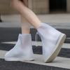 Rain Cover Adult Thick Sole Middle Tube PVC Rain Shoe Cover Anti Slip Wear Resistant Non Wet Shoes Reusable White Edging