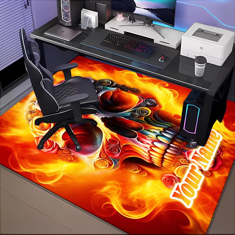 1PC Custom Name Sugar Skull Artwork Theme Floor Mat Ideal for Living Room, Game Rooms, Office, Bedroom, Floor Mat Playful Design