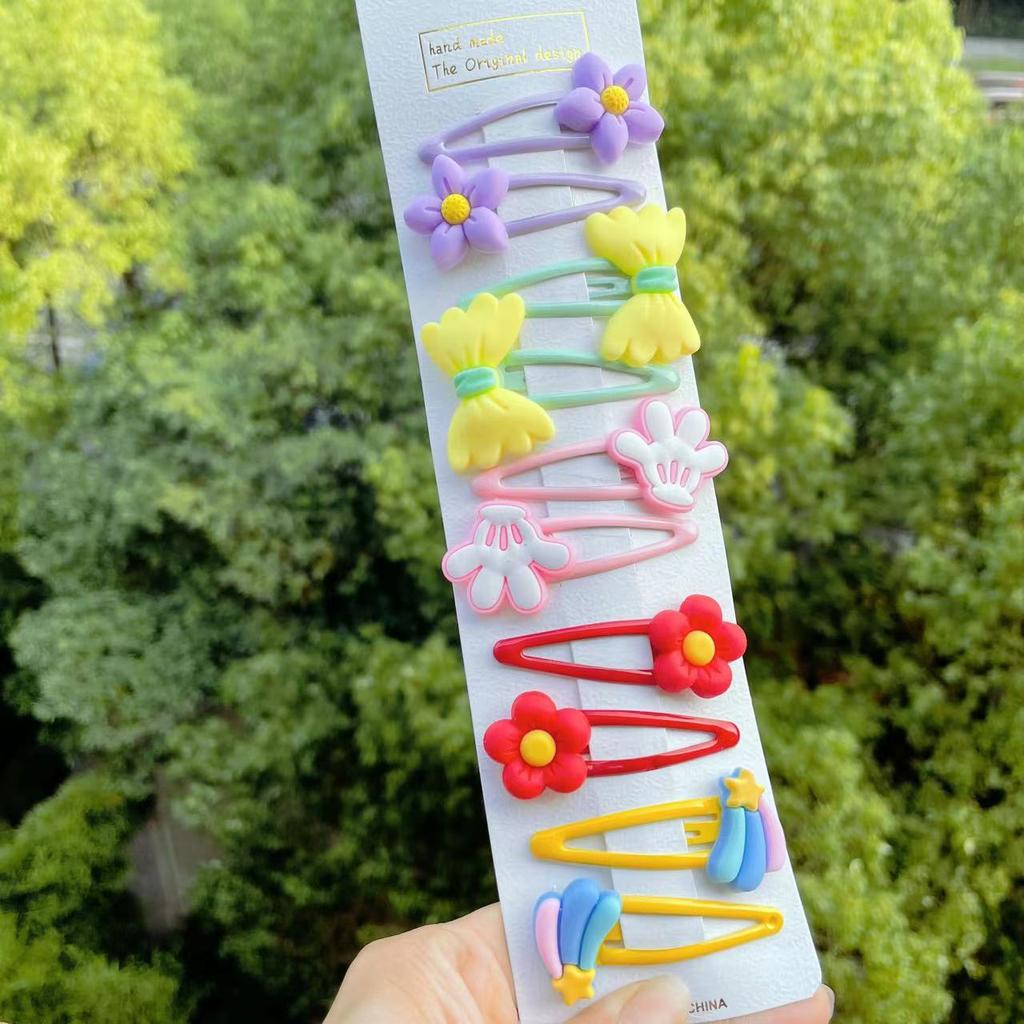 PL 2021 Cute 10 Pcs/set Cartoon Hair Clips for Baby Girl Hairclip Flower Fruit Hair Pins Kids Hair Accessories Gift