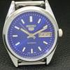 VINTAGE SEIKO 5 AUTOMATIC REFURBISHED JAPAN MENS BLUE COLOR DIAL WATCH A440621-4 Sk-a440621