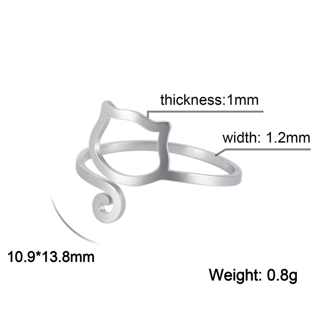 My Shape Cute Cat Rings Lovely Kitten Stainless Steel Finger Ring for Women Girls Adjustable Size Ring Fashion Jewelry Gifts