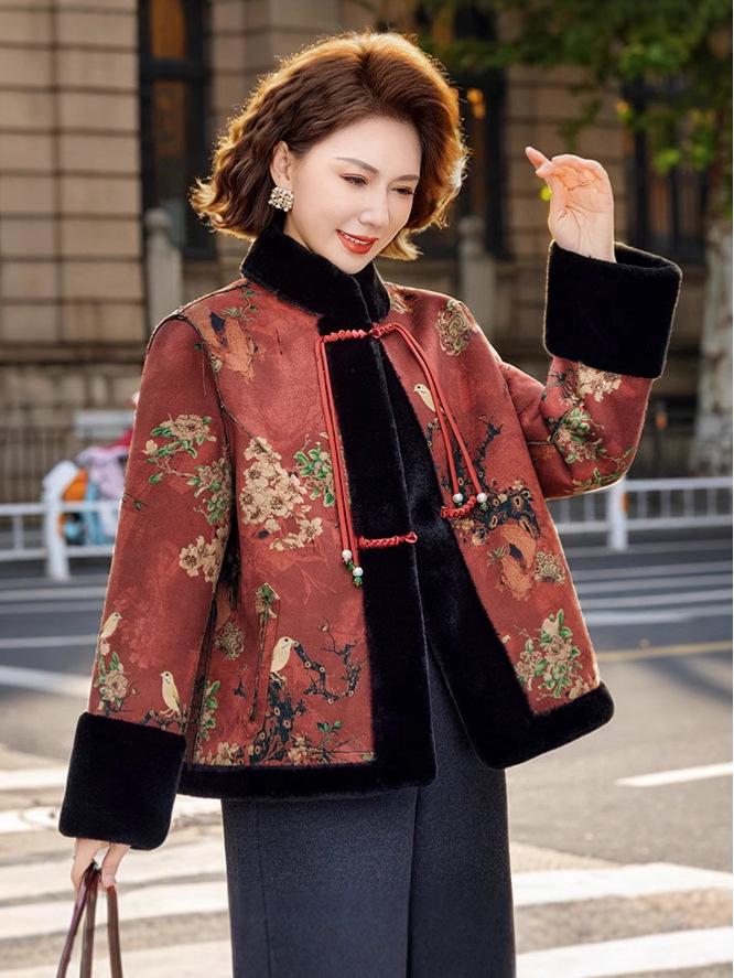 2025 New Chinese-Style Double-Sided Thick Coat for Middle-Aged & Elderly Women