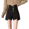 2024 Summer A-Line High-Waisted Button-Accent Wide-Leg Slimming Shorts