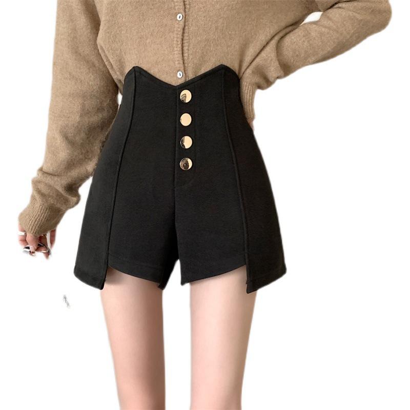 2024 Summer A-Line High-Waisted Button-Accent Wide-Leg Slimming Shorts