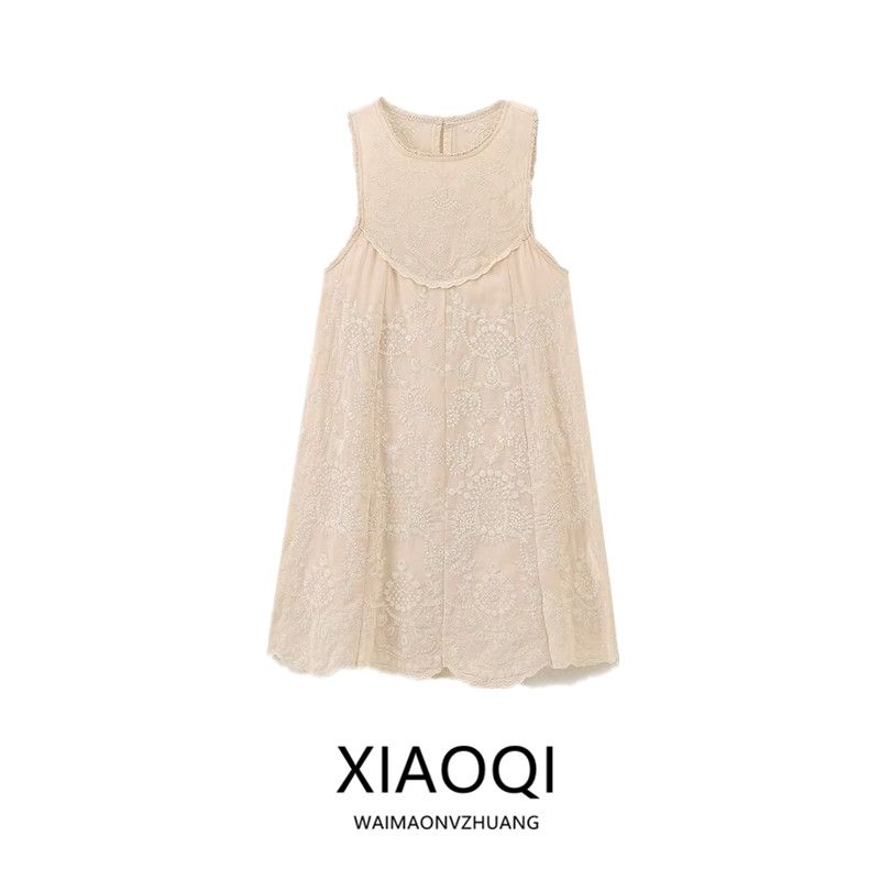 Fashion Style 2024 Autumn New Women's Clothing Sleeveless Versatile Contrast Color Embroider Dress Short Skirt 6895073