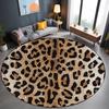 Leopard Pink Round Carpet Vintage Dressing Table Rug Washable Floor Mat for Living Room Bedroom Decor