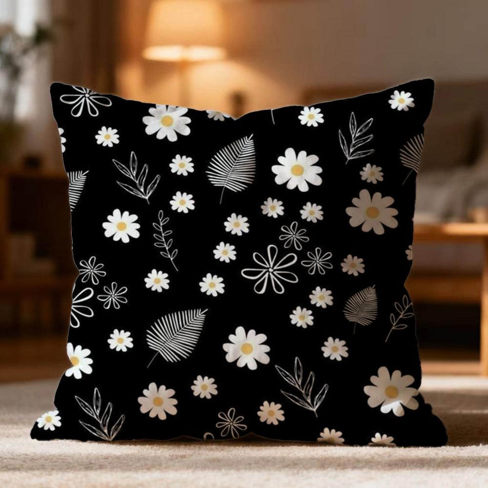Popular Daisy Flowers Cushion Cover Soft Washable Pillow Case Multi-Scene for Couch Bed Travel Office Use