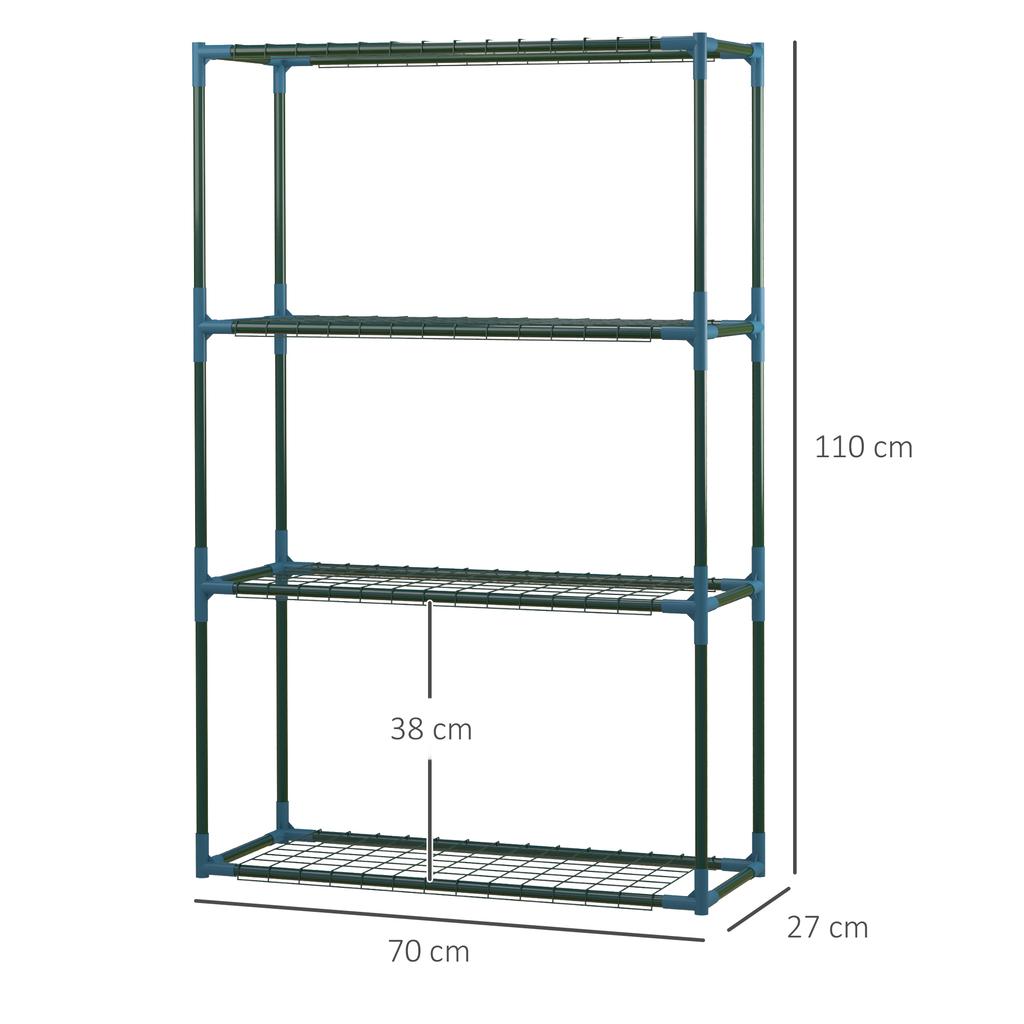 70L x 27W x 110H cm Modern Plant Stand Set of 2, 4-Tier Planter Holder with Steel Frame, Outdoor Flower Display Rack for Potted Plants Balcony Décor