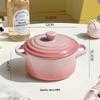 Gradient Ceramic Underglaze Stew Pot with Lid - Double Ear Bowl for Soup, Stews, or Steamed Eggs