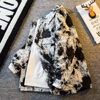Hong Kong Style Tie-Dye Men's Loose Denim Jacket - Trendy, Versatile, Handsome Fashion for Spring & Autumn