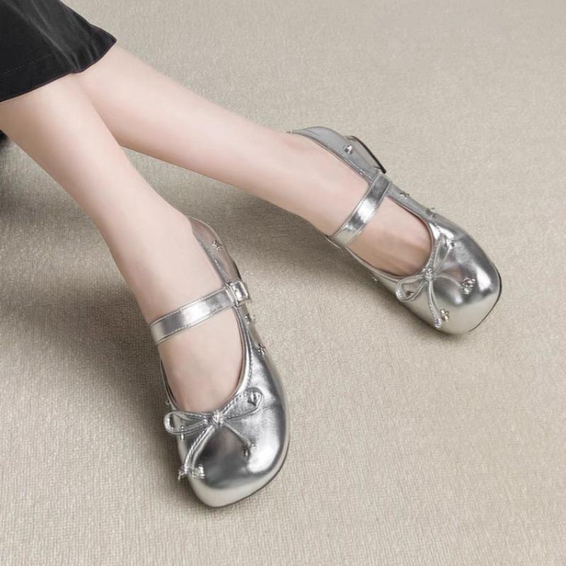 Fashion 2025 New Autumn Women Shoes Fashion Butterfly-knot Dress Shoes Ladies Concise Outdoor Thick Heel Leather Shoes