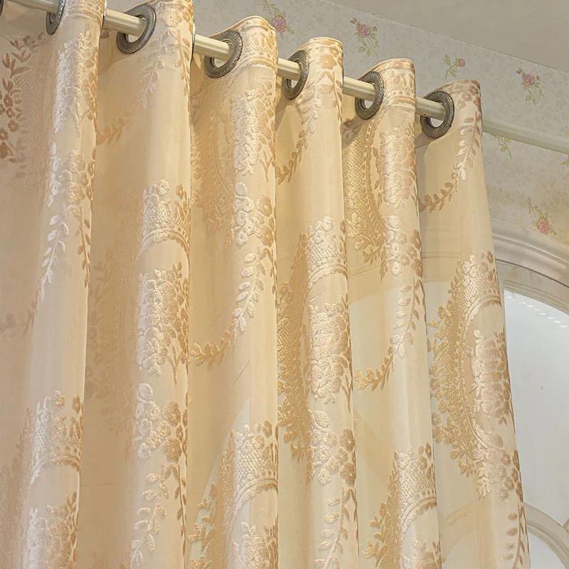 Retro Jacquard Embossed Sheer Curtains Solid Transparent Voile Window Screen for Bedroom Soft Balcony Living Room Curtain