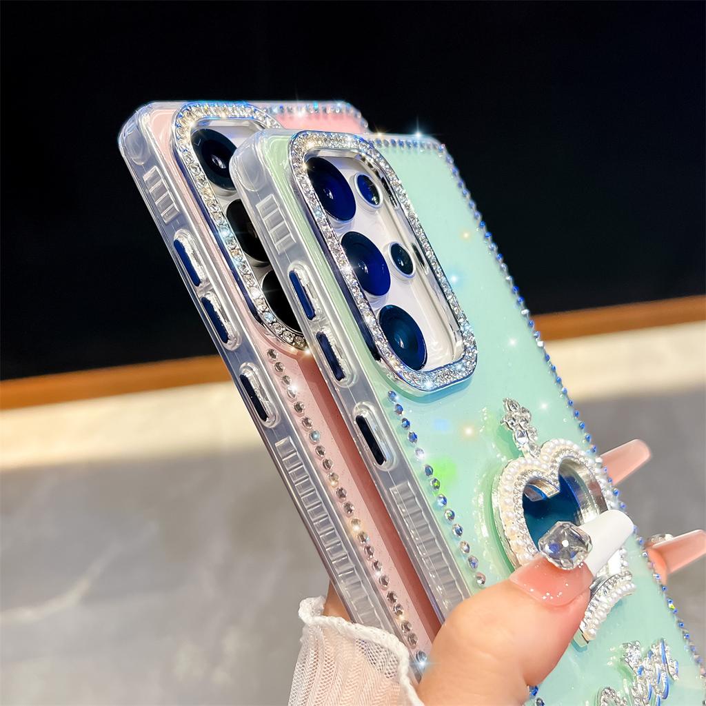 Handmade Sparkly Diamond Crown Mirror IMD Phone Case, Compatible with Samsung S23 Ultra/S24/S25 & A07/A15/A16/A17/A26/A35/A36/A55/A56