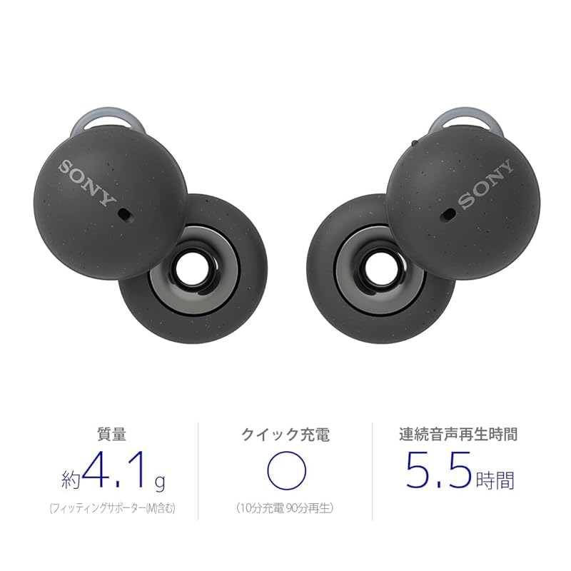 Sony LinkBuds: True Wireless Earbuds / Compact and Lightweight (4.1g) / Fully Open Style for Always-On Wear / Microphone for Calls / 12mm Drivers /