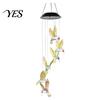 Solar Hummingbird Light Decor Wind Chime Light, Color Changing Powered Chime, with Panel Hanging LED Lamp for Outdoor, Garden, Courtyard