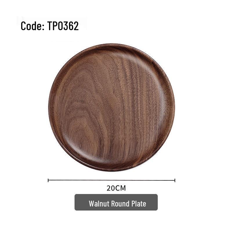 Luxury Black Walnut Tray: Rectangular Solid Wood for Home, Tea, & Water Cups, with Round Plate