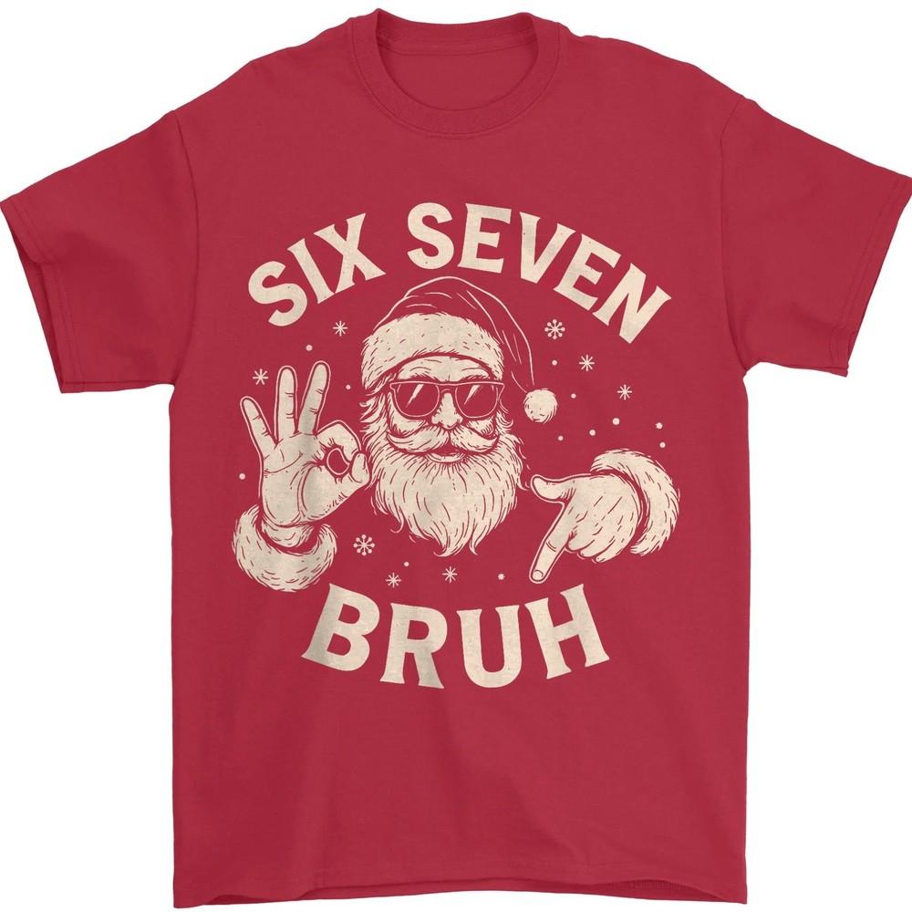 

Bruh 67 Christmas Santa Six Seven 6 7 Boys Christmas Pajamas T-Shirt L