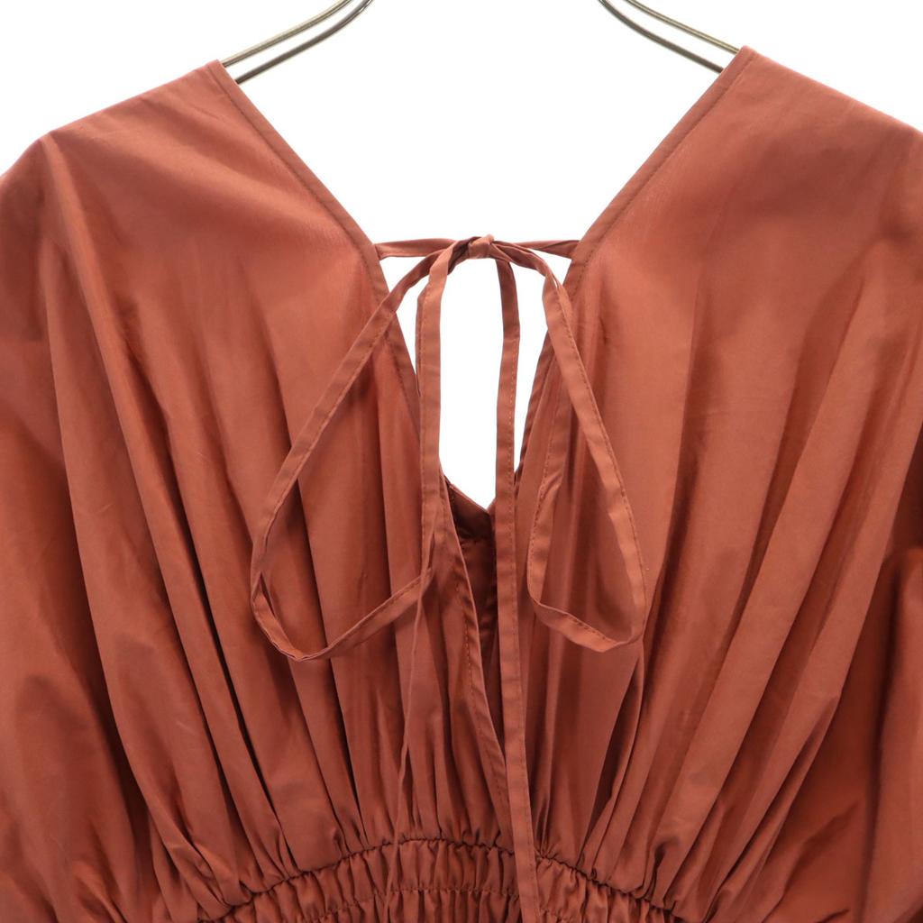 unused emmi Short sleeve V neck Long dress 1 Brown Women Used