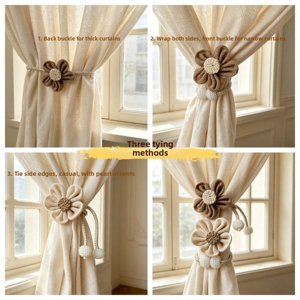2PCS Adjustable Flower Curtain Tieback Creative Gauze Curtain Binding Rope Home Decor