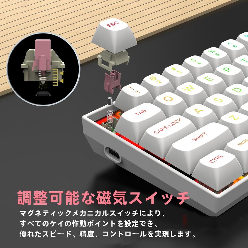 Rapid Trigger Mechanical Gaming Keyboard Wired Keyboard Adjustable Actuation Magnetic Switch Polling Rate 8000Hz RGB Backlight Mini 68 Key Computer