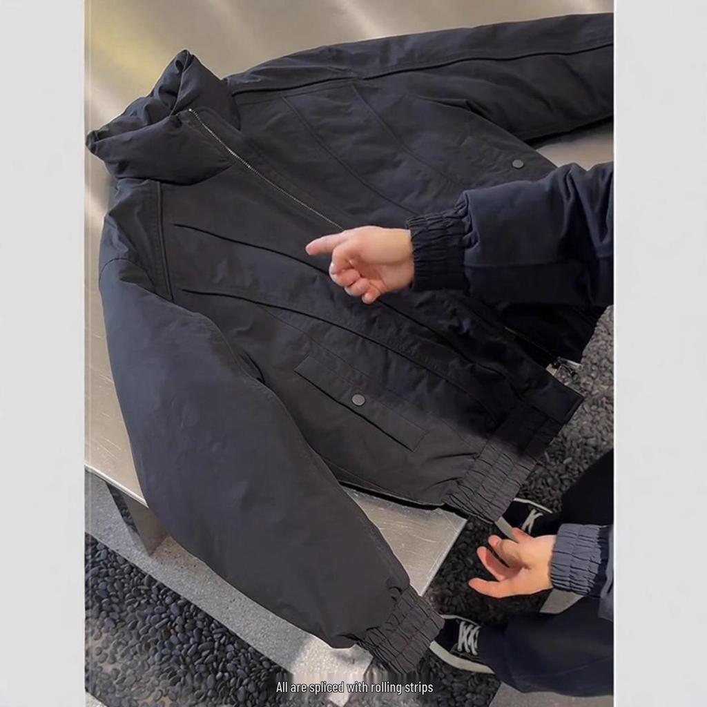 2025 m. madingas vyriškas retro amerikietiško stiliaus bomber baltas pūkinis švarkas